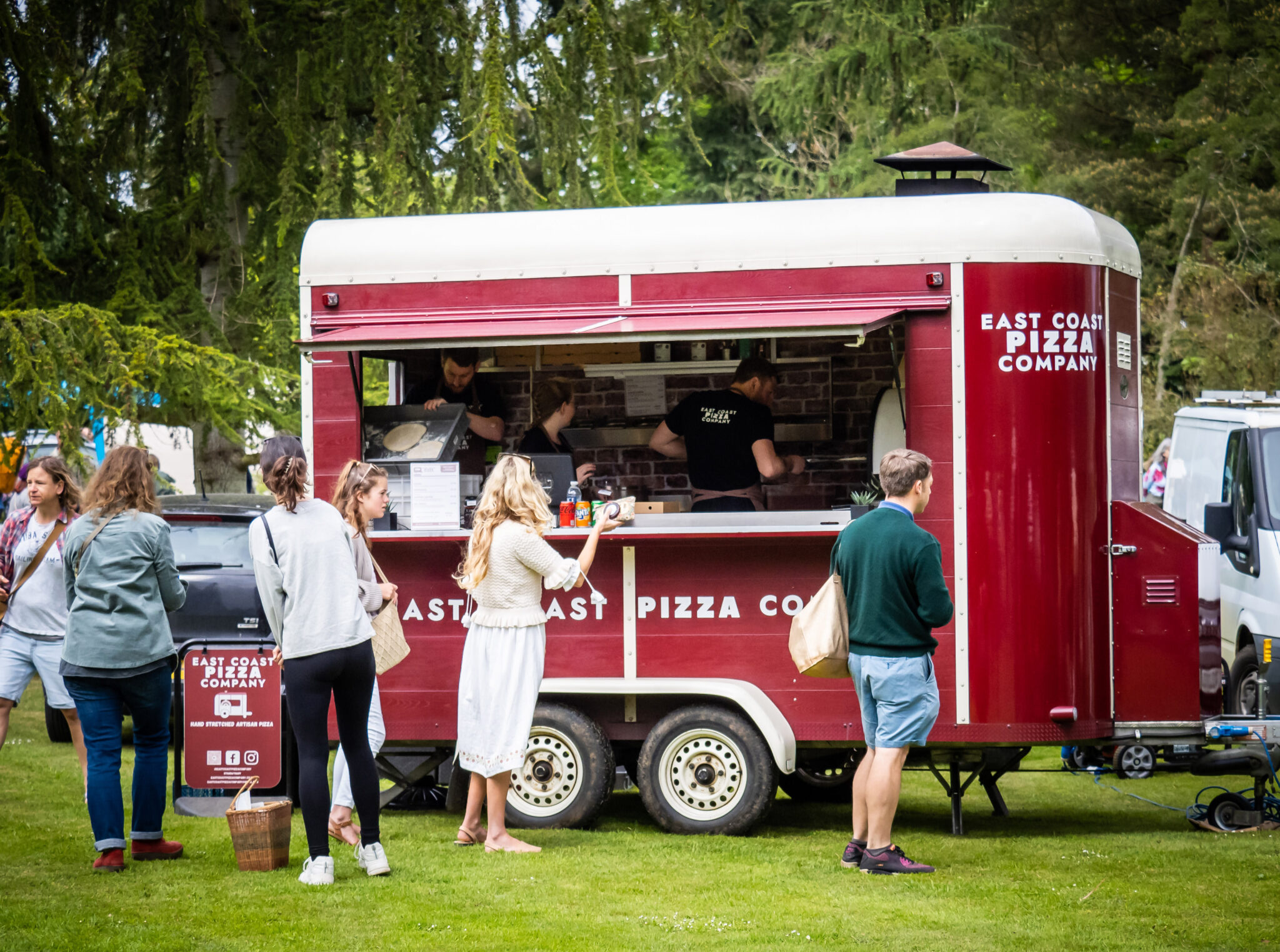 The Nag Box — East Coast Pizza Company's custom horsebox trailer at an event